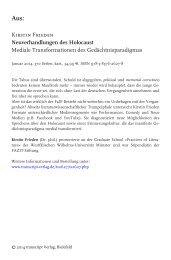 Kirstin Frieden Neuverhandlungen des Holocaust ... - transcript Verlag
