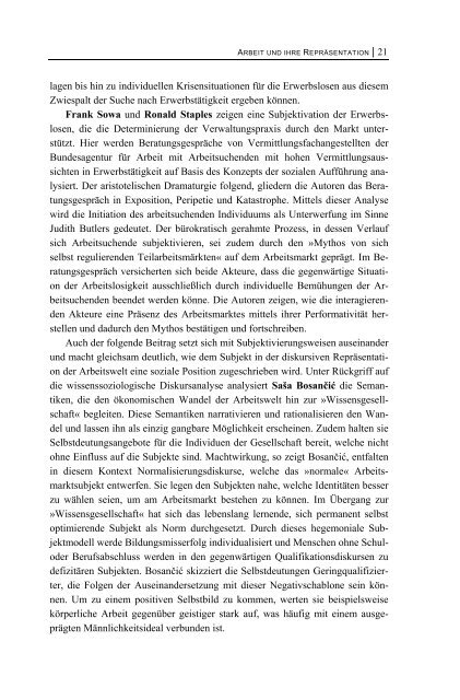 Repräsentationen von Arbeit - Transdisziplinäre ... - transcript Verlag