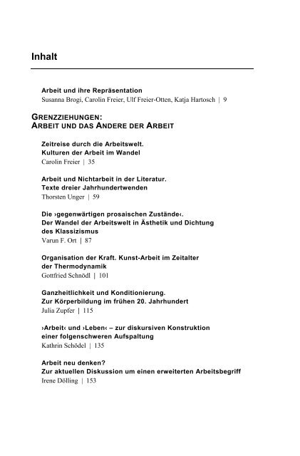 Repräsentationen von Arbeit - Transdisziplinäre ... - transcript Verlag