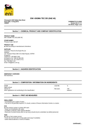 ENI i-Sigma Tec DD (SAE 40) - TransDiesel