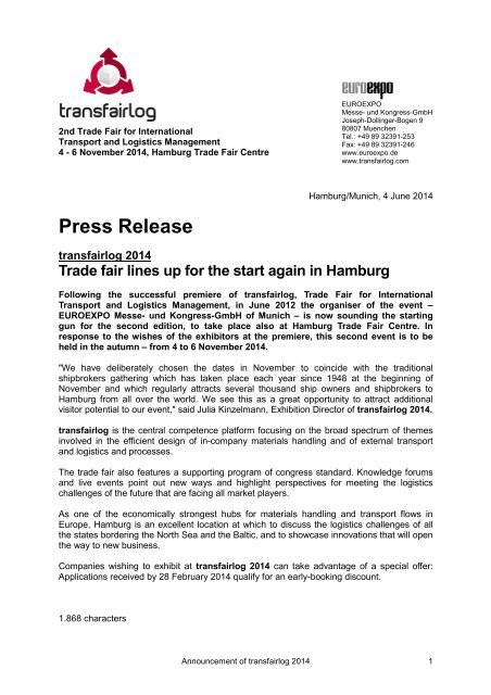 Open press release as PDF file - transfairlog