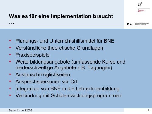 Folien zum Vortrag von Dr. Christine KÃ¼nzli - Transfer-21