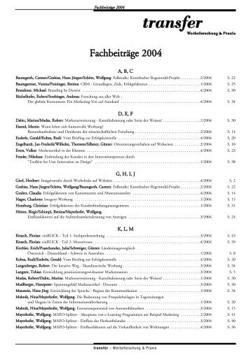2004 (PDF-Datei) - transfer Zeitschrift - Werbeforschung & Praxis