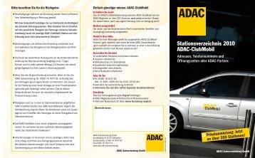 Stationsverzeichnis 2010 ADAC-ClubMobil - City Autodienst