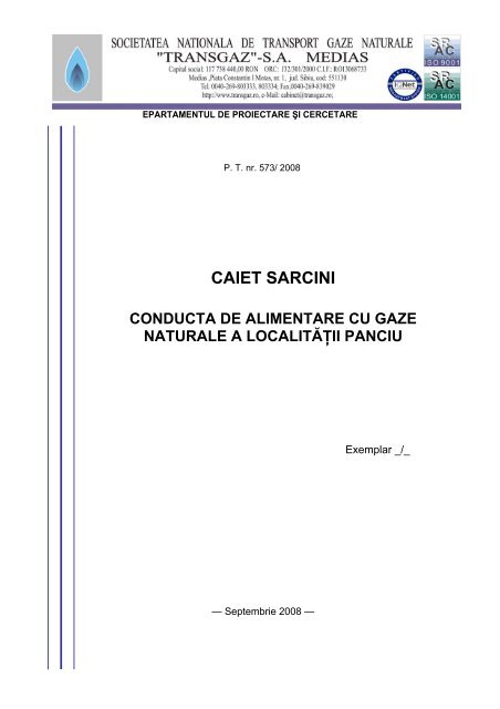 CAIET SARCINI - Transgaz