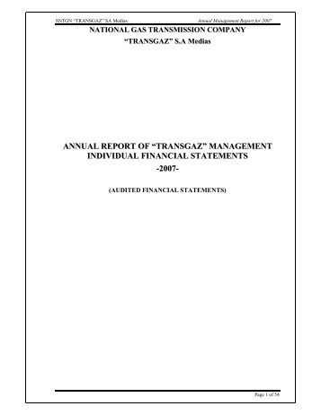 ANNUAL REPORT OF âTRANSGAZâ MANAGEMENT INDIVIDUAL ...