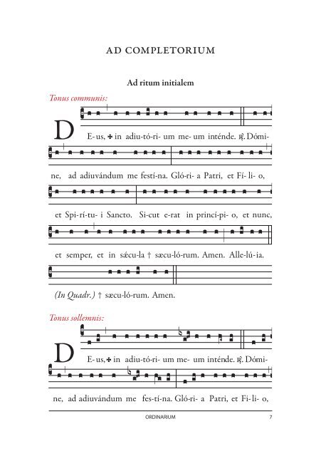 Ad Completorium (in dominicis, sollemnitatibus et feriis)