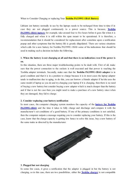 When to Consider Charging or replacing Your Toshiba PA3399U-1BAS Battery.pdf