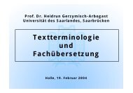 Textterminologie und FachÃ¼bersetzung - Translation Concepts