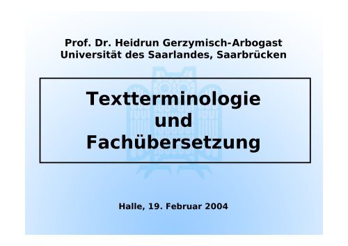 Textterminologie und FachÃ¼bersetzung - Translation Concepts