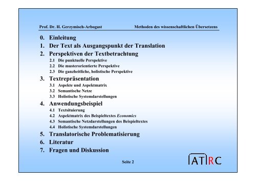 Methoden des wissenschaftlichen Ãbersetzens - Translation Concepts