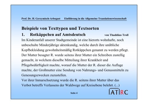 texttypologie und translation - Translation Concepts