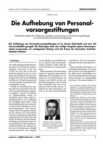 Die Aufhebung von Personal- vorsorgestiftungen - Transliq