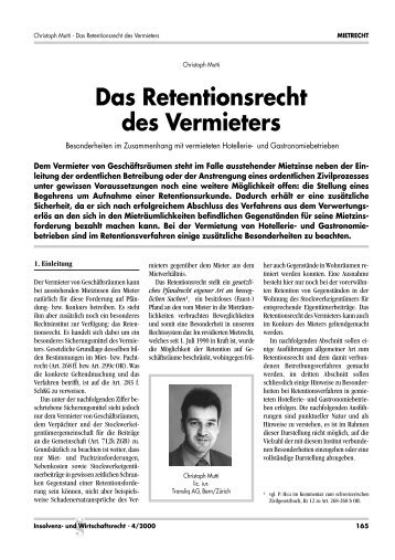 Das Retentionsrecht des Vermieters - Transliq