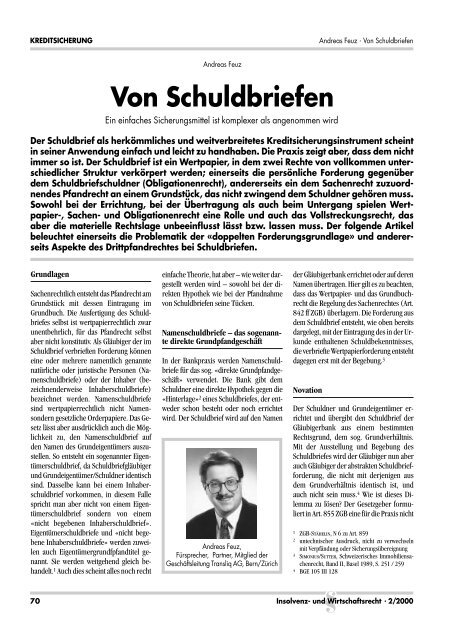 Von Schuldbriefen - Transliq