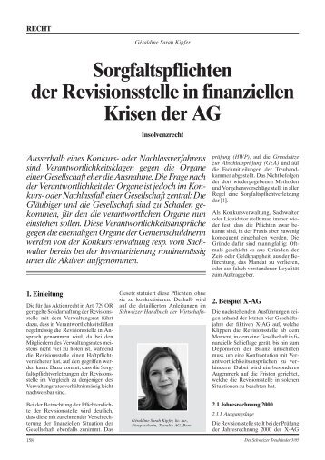 Sorgfaltspflichten der Revisionsstelle in finanziellen ... - Transliq AG