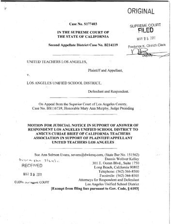 Respondent's Request for Judicial Notice - California Courts - State ...