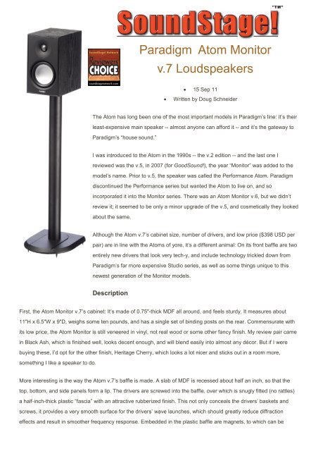 Paradigm Atom Monitor v.7 Loudspeakers