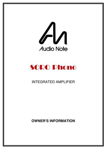 SORO Phono Manual - Audio Note