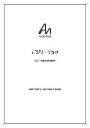 USER MANUAL CDT Two - Audio Note
