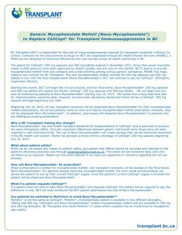 Mycophenolate Health Provider Information