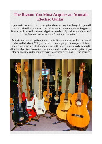 The Reason You Must Acquire an Acoustic Electric Guitar