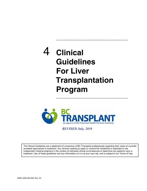 4. Clinical Guidelines for Liver Transplantation (PDF) - British ...