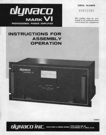 Dynaco Mark VI manual (pdf) - dvq.com