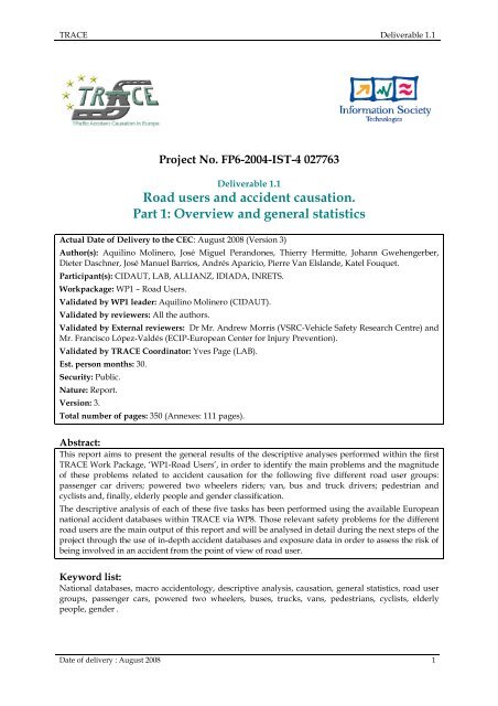 Road users and accident causation. Part 1 - Transport Research ...