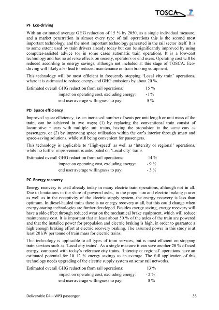 WP3: Rail Passenger Transport - TOSCA Project