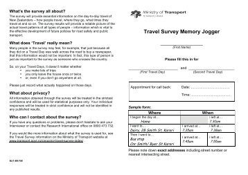 Travel Survey Memory Jogger - Ministry of Transport