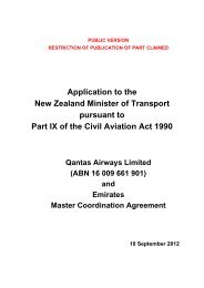 Application to the New Zealand Minister of Transport pursuant to ...