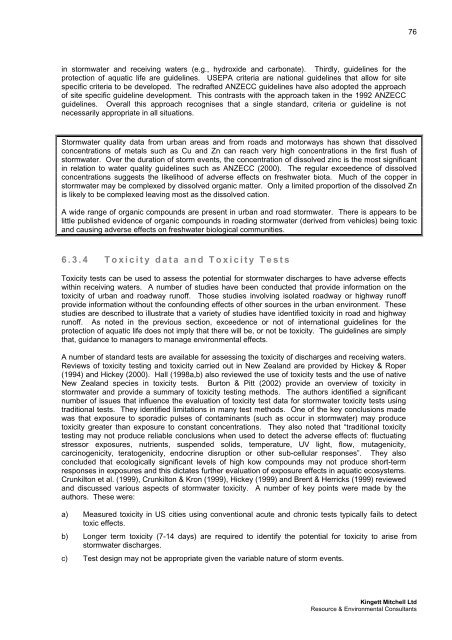 The Effects of Road Transport on Freshwater and Marine Ecosystems