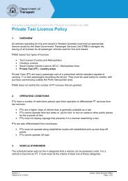 Private taxi licensing policy - Department of Transport - wa.gov.au