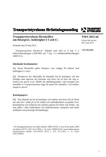 TSFS 2012:46 - Transportstyrelsen