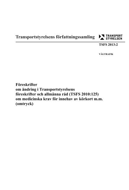 Tsfs 2013 2 Transportstyrelsen
