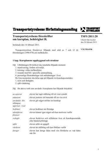 TSFS 2011:20 - Transportstyrelsen