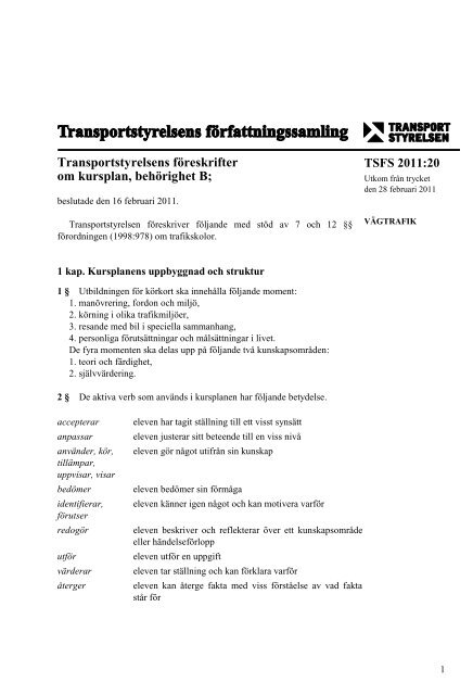 TSFS 2011:20 - Transportstyrelsen