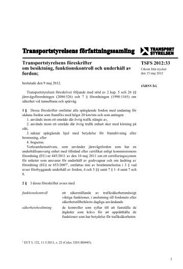 TSFS 2012:33 - Transportstyrelsen