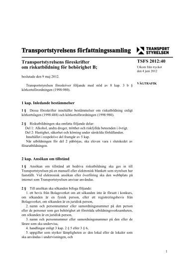 TSFS 2012:40 - Transportstyrelsen