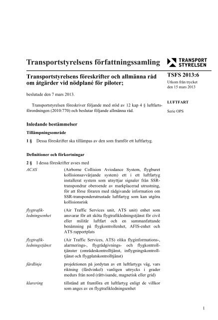 TSFS 2013:6 - Transportstyrelsen