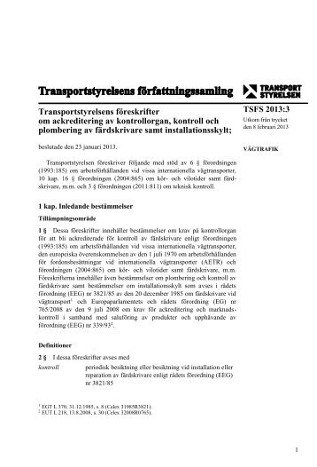 TSFS 2013:3 - Transportstyrelsen