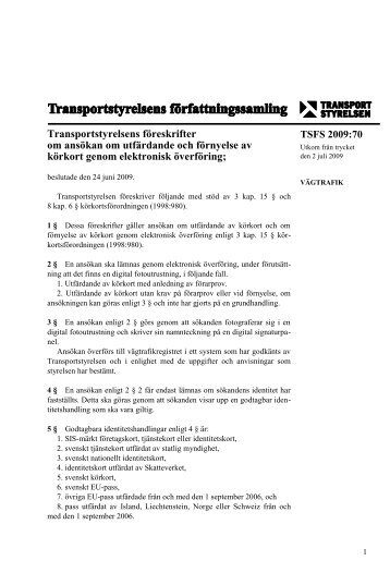 TSFS 2009:70 - Transportstyrelsen