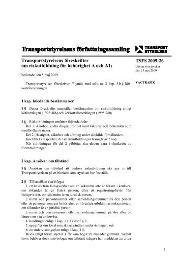 TSFS 2009:26 - Transportstyrelsen