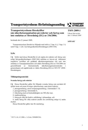 TSFS 2009:1 - Transportstyrelsen