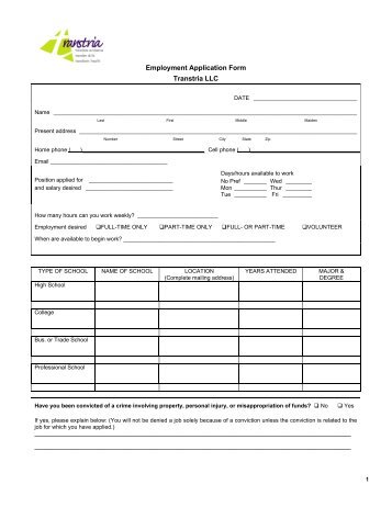 PDF Employment Application - Transtria