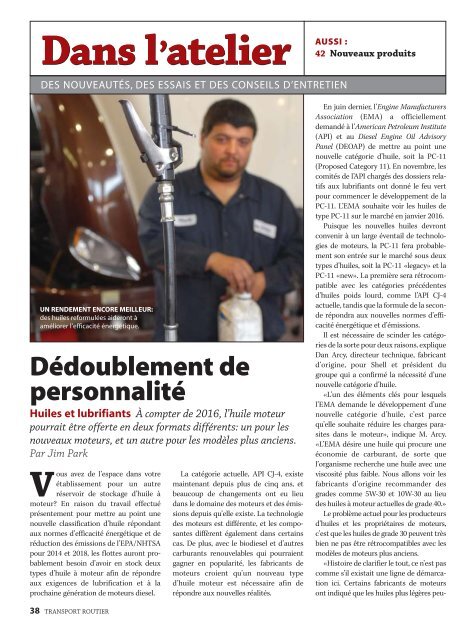 Dans l'atelier - Transport Routier