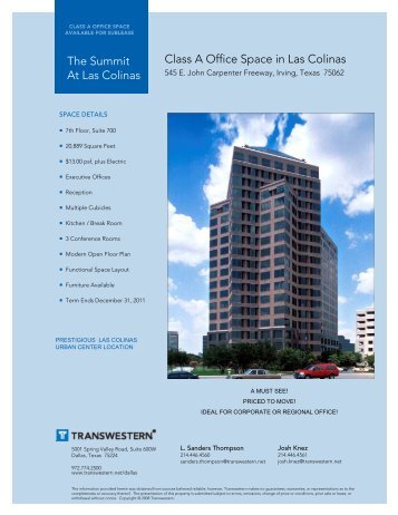 The Summit At Las Colinas Class A Office Space in ... - Transwestern