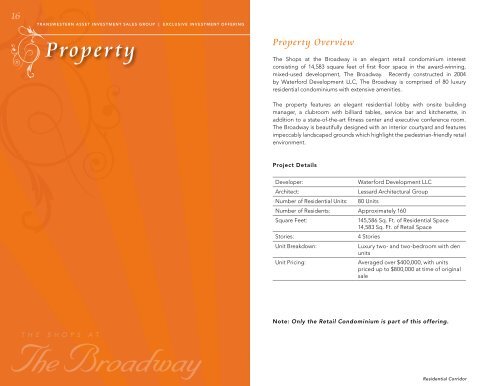 Exclusive Investment Offering: Condominium Interest - Transwestern