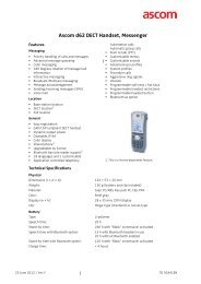 Data Sheet, Ascom d62 DECT Handset, Messenger, TD ... - Ascom US